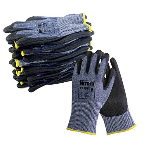 NITREX Unigloves 241PF Wiederverwendbare schnittfeste Handschuhe, PU-Handflächenbeschichtete Handschuhe mit nahtlosem schnittfestem Innenfutter, Blau/Schwarz NITREX Unigloves 241PF Wiederverwendbare schnittfeste Handschuhe, PU-Handflächenbeschichtete Handschuhe mit nahtlosem schnittfestem Innenfutter, Blau/Schwarz von NITREX
