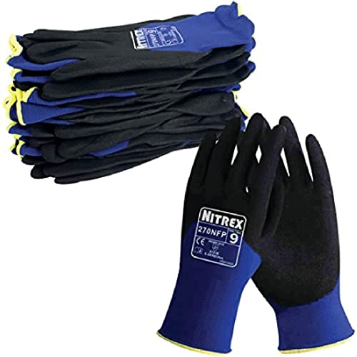 NITREX Unigloves 270NFP Wiederverwendbare Handschuhe mit 3/4 sandiger Knöchelbeschichtung und Nylonfutter, Blau/Schwarz NITREX Unigloves 270NFP Wiederverwendbare Handschuhe mit 3/4 sandiger Knöchelbeschichtung und Nylonfutter, Blau/Schwarz von NITREX