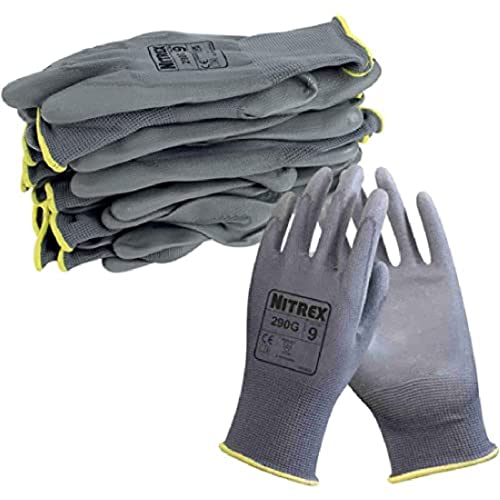 NITREX Unigloves 290 Wiederverwendbare Handschuhe mit PU-Beschichtung und Polyesterfutter, erhältlich in Schwarz oder Grau von NITREX