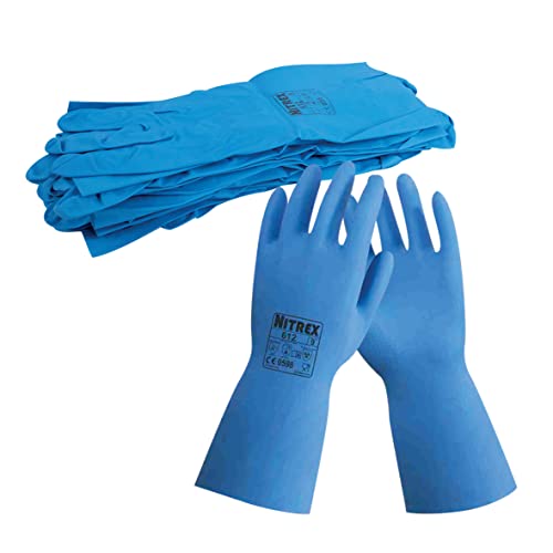 NITREX Unigloves 612 Handschuhe, ungefüttert, Nitril, chemikalienbeständig, blau, 10 Paar von NITREX