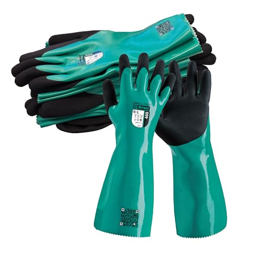Nitrex 460 18 Gauge grüner doppelt getauchter Chemikalien-Nitrilhandschuh, 5 Paar, Größe 9 von NITREX