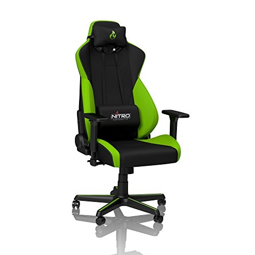 NITRO CONCEPTS S300 Gamingstuhl - Ergonomischer Bürostuhl Schreibtischstuhl Chefsessel Bürostuhl Pc Stuhl Gaming Sessel Stoffbezug Belastbarkeit 135 Kilogramm - Atomic Green (Grün) von NITRO CONCEPTS