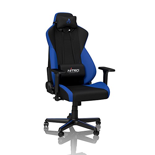 NITRO CONCEPTS S300 Gamingstuhl - Ergonomischer Bürostuhl Schreibtischstuhl Chefsessel Bürostuhl Pc Stuhl Gaming Sessel Stoffbezug Belastbarkeit 135 Kilogramm - Galactic Blue (Blau) von NITRO CONCEPTS