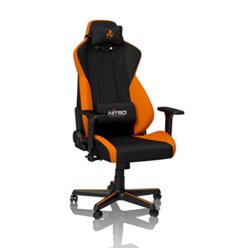 NITRO CONCEPTS S300 Gamingstuhl - Ergonomischer Bürostuhl Schreibtischstuhl Chefsessel Bürostuhl Pc Stuhl Gaming Sessel Stoffbezug Belastbarkeit 135 Kilogramm - Horizon Orange (Orange) von NITRO CONCEPTS