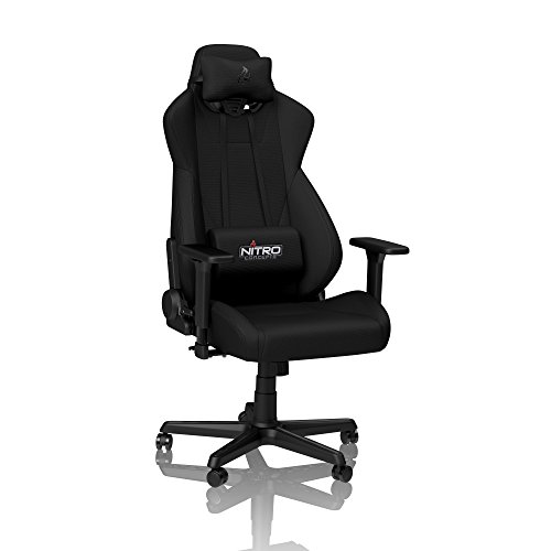 NITRO CONCEPTS S300 Gamingstuhl - Ergonomischer Bürostuhl Schreibtischstuhl Chefsessel Bürostuhl Pc Stuhl Gaming Sessel Stoffbezug Belastbarkeit 135 Kilogramm - Stealth Black (Schwarz) von NITRO CONCEPTS