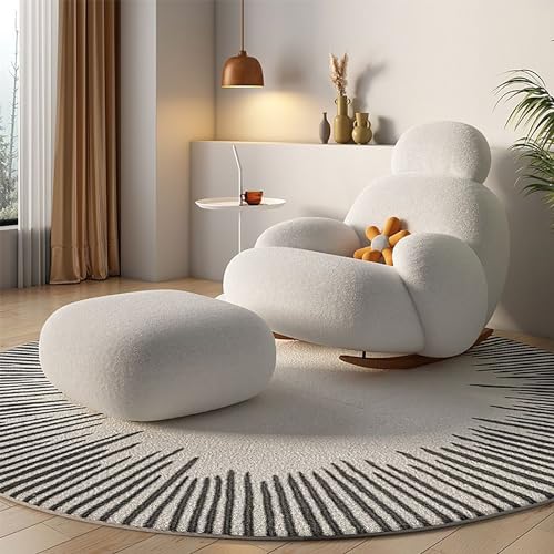 Bequemer Relax-Schaukelstuhl mit Fußstützen-Design, Loungesessel, moderner gemütlicher Lounge, Anti-Kipp-Design, Einzelsofa-Sessel für Lesesaal, Massivholzsockel, für Wohnzimmer, Schlafzimmer von NITTAI