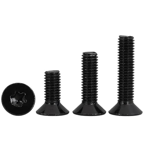 50/20/10/5 Stück M1.6 M2 M2.5 M3 M4 M5 M6 GB2673 Schwarz A2-70 304 Edelstahl Torx Kopf Senkkopfschraube Sechslappenschraube (Color : 45mm, Size : M5 (10pcs)) von NITVIA