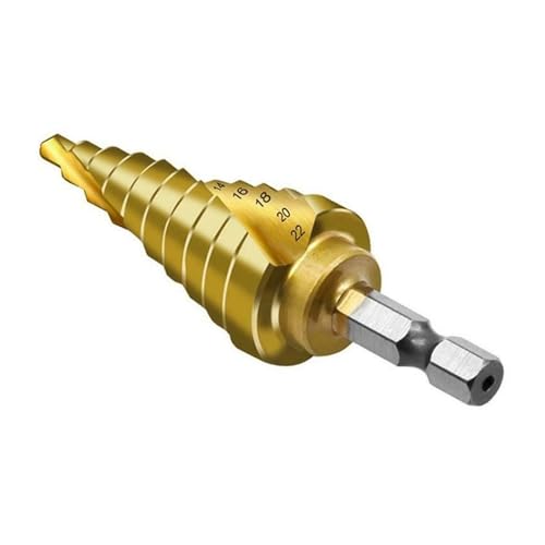 NITVIA 1pc 4-22mm Sechskantschraube Bohrer HSS Spiral Stufenkegelbohrer Titankarbid Bohrwerkzeug Stufenbohrer von NITVIA