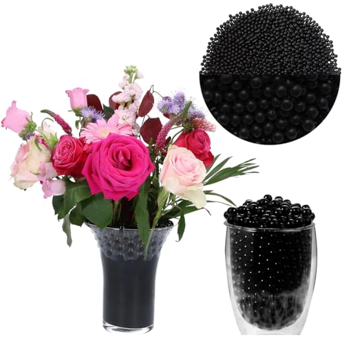 NITZCHE Wasserperlen 50 000 Stück Schwarz Wasserperlen für Pflanzen Ungiftig Wiederverwendbare Water Beads Für Pflanzen Kügelchen Für Pflanzen, Vase Füllstoff und Deko von NITZCHE