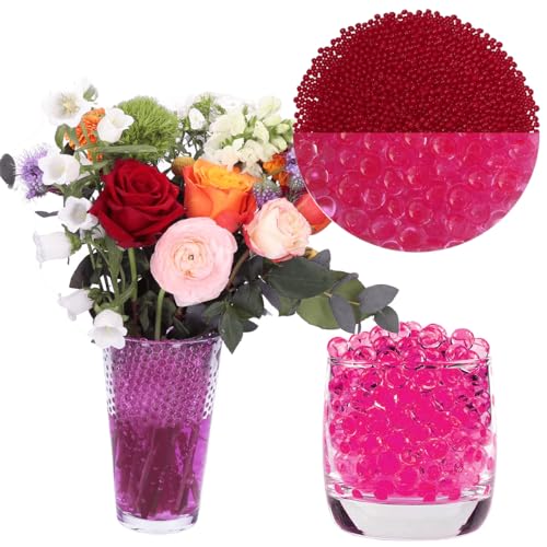 Wasserperlen 50 000 Stück Rosenrot Wasserperlen für Pflanzen Ungiftig Wiederverwendbare Water Beads Für Pflanzen Kügelchen Für Pflanzen, Vase Füllstoff und Deko von NITZCHE