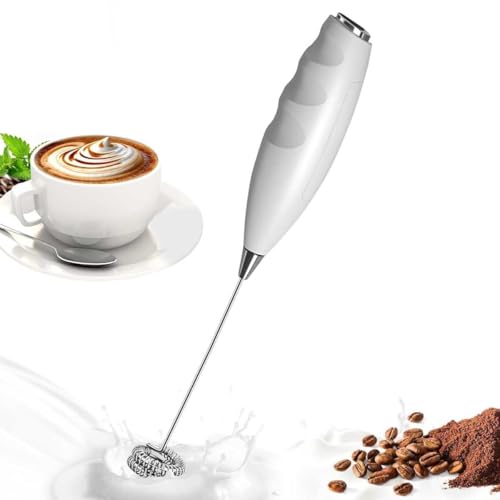 Milchaufschäumer Handheld NIUAWASA, Elektrischer Stabmixer, Mini-Getränkemixer Schneebesen Kaffeeschäumer Stab für Latte Macchiato Cappuccino Matcha und heiße Schokolade, Ohne Batterie (Weiß) von NIUAWASA