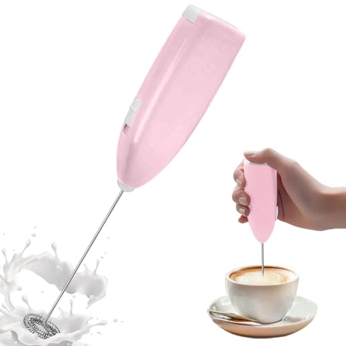 NIUAWASA Milchaufschäumer Handbesen, Kaffeeschaumbereiter mit Edelstahl-Handgetränkemixer für Latte & Cappuccino & Heiße Schokolade & Ei & Milchshake, Batteriebetrieben, Ohne Batterie (Rosa) von NIUAWASA