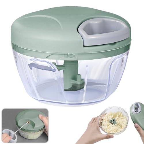NIUAWASA Zwiebelschneider Manuell 500ml, Manueller Gemüse Schneider Handzerkleinerer Multizerkleinerer mit Edelstahlklingen Schneidemaschine Würfelmühle für Zwiebeln Knoblauchnüsse(Grün) von NIUAWASA
