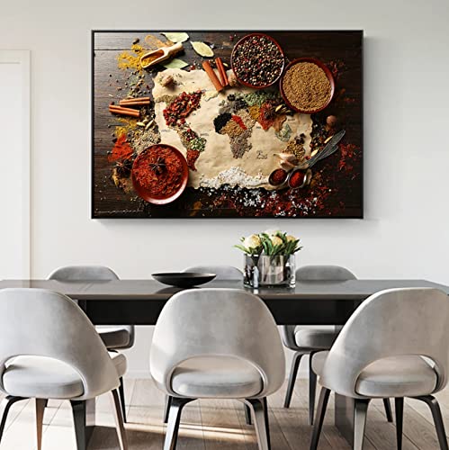 Art Gemälde Kunstdrucke bunte Gewürze Druck auf Leinwand - moderner Kunstdruck Kunstdrucke auf Wanddeko für Wohnzimmer Küche Weihnachten 50x70cm (Rahmenlos) von NIUBB
