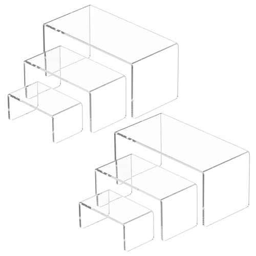 NIUBEE Acrylic Display Risers Stand 2 Sets,3 Steps Clear Riser Shelf Showcase for Amiibo Funko POP Figures -8.4"x6.3"x4.3" von NIUBEE