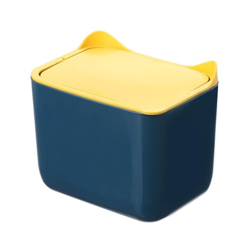 NIUHUAHUI Mülleimer Desktop-Mülleimer mit Druckdeckel – Kleiner Mülleimer for Büro und Zuhause für Zuhause/Büro(Blue) von NIUHUAHUI