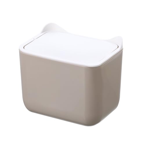 NIUHUAHUI Mülleimer Desktop-Mülleimer mit Druckdeckel – Kleiner Mülleimer for Büro und Zuhause für Zuhause/Büro(Gray) von NIUHUAHUI