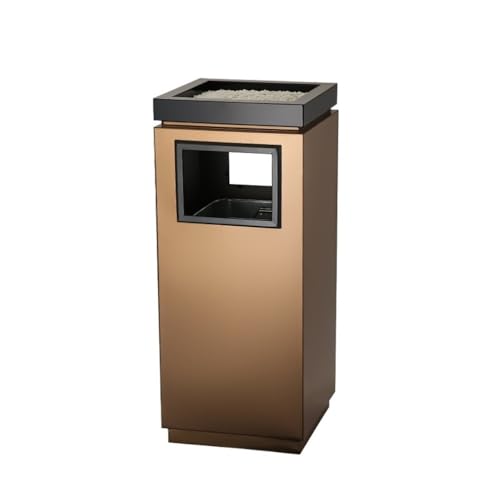 NIUHUAHUI Mülleimer Recycling-Mülleimer aus Edelstahl, Aschenbecher for den Außenbereich for die Hotellobby für Zuhause/Büro(Black gold) von NIUHUAHUI