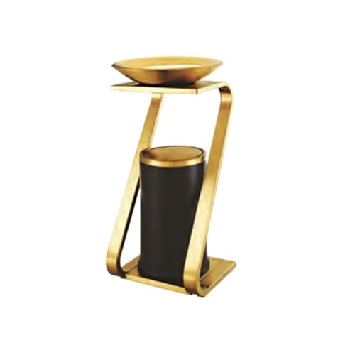 NIUHUAHUI Mülleimer für draußen, Edelstahl-Mülleimer mit Aschenbecher for Hotellobby, Büro, Gewerbe(Gold) von NIUHUAHUI