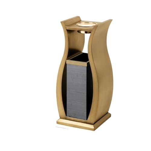 NIUHUAHUI Mülleimer für draußen, Edelstahl-Mülleimer mit Aschenbecher for Hotellobby, Büro, Gewerbe(Gold) von NIUHUAHUI