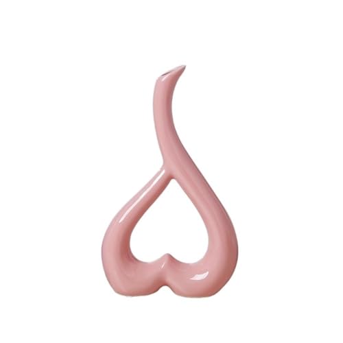 NIUHUAHUI Vase, Blumentopf Haushalt Einfarbig Herzförmige Keramik Vase Dekoration Wohnzimmer Büro Dekorationen,Glasvase(Light Pink) von NIUHUAHUI