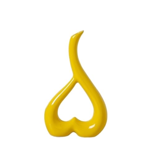 NIUHUAHUI Vase, Blumentopf Haushalt Einfarbig Herzförmige Keramik Vase Dekoration Wohnzimmer Büro Dekorationen,Glasvase(Yellow) von NIUHUAHUI