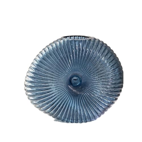 NIUHUAHUI Vase, Kreative Blaue ovale Glasvase Hydrokulturvase mit Gewinde Blumen-Arranger Tischdekoration Wohnzimmerdekoration Nordic Home Decor,Glasvase(L) von NIUHUAHUI