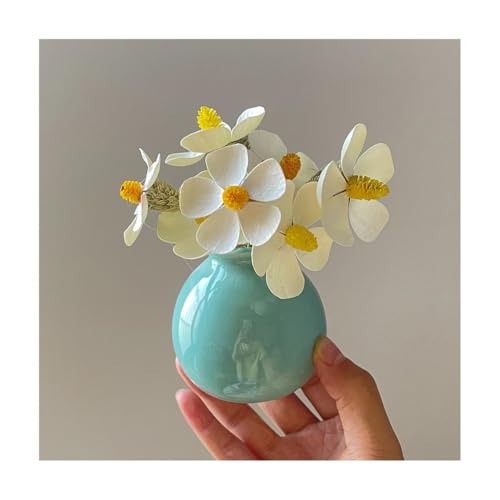 NIUHUAHUI Vase, Mini-Weithals-Keramik-Kleinvase, Hydrokultur-Blumenvase, Trockenblumen-Dekoration, kleine Vase, kleine, runde und schöne Vase,Glasvase(Blue) von NIUHUAHUI