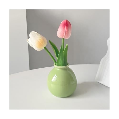 NIUHUAHUI Vase, Mini-Weithals-Keramik-Kleinvase, Hydrokultur-Blumenvase, Trockenblumen-Dekoration, kleine Vase, kleine, runde und schöne Vase,Glasvase(Green) von NIUHUAHUI