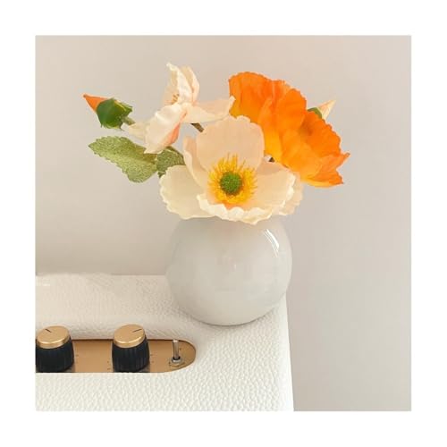 NIUHUAHUI Vase, Mini-Weithals-Keramik-Kleinvase, Hydrokultur-Blumenvase, Trockenblumen-Dekoration, kleine Vase, kleine, runde und schöne Vase,Glasvase(White) von NIUHUAHUI