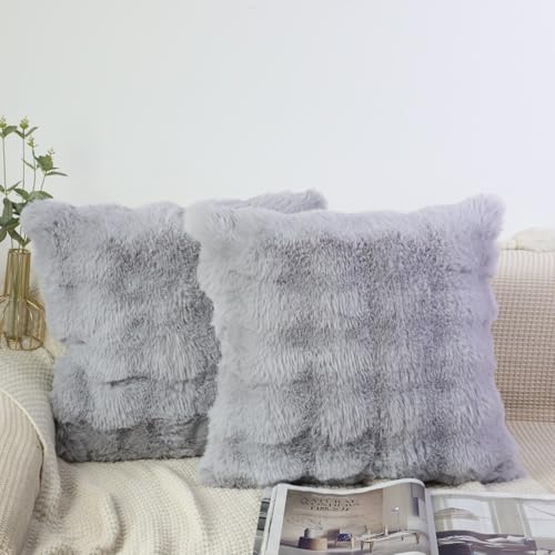 NIULAA 2er Set Deko Kissenbezug 40x40 Grau Weich Kunstpelz Kissenbezüge Flauschig Luxus Plüschkissen Quadratisch Kissenhülle Pelz Dekokissen Sofakissen Aesthetic Kuschelig Kissen NIULAA 2er Set Deko Kissenbezug 40x40 Grau Weich Kunstpelz Kissenbezüge Flauschig Luxus Plüschkissen Quadratisch Kissenhülle Pelz Dekokissen Sofakissen Aesthetic Kuschelig Kissen von NIULAA
