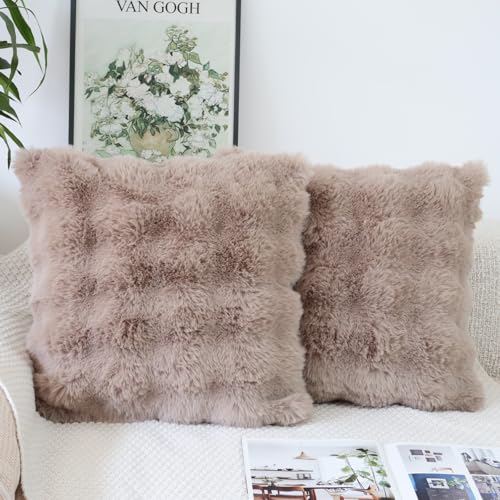 NIULAA Deko Kissenbezug 40x40 Hellbraun 2er Set Weich Kunstpelz Kissenbezüge Flauschig Luxus Plüschkissen Quadratisch Kissenhülle Pelz Dekokissen Sofakissen Aesthetic Kuschelig Kissen NIULAA Deko Kissenbezug 40x40 Hellbraun 2er Set Weich Kunstpelz Kissenbezüge Flauschig Luxus Plüschkissen Quadratisch Kissenhülle Pelz Dekokissen Sofakissen Aesthetic Kuschelig Kissen von NIULAA