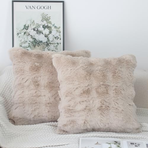 NIULAA Kissenbezug 45x45 Beige 2er Set Weich Kunstpelz Kissenbezüge Flauschig Luxus Plüschkissen Quadratisch Kissenhülle Pelz Dekokissen Sofakissen Deko Schlafzimmer Aesthetic Kuschelig Kissen NIULAA Kissenbezug 45x45 Beige 2er Set Weich Kunstpelz Kissenbezüge Flauschig Luxus Plüschkissen Quadratisch Kissenhülle Pelz Dekokissen Sofakissen Deko Schlafzimmer Aesthetic Kuschelig Kissen von NIULAA