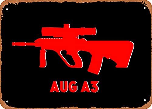 AUG A3 Minimalistisches Poster Retro Vintage Dekoratives Metall-Blechschild 20,3 x 30,5 cm von NIUMOWANG