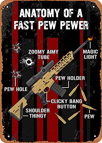 Blechschild, Motiv: Anatomy Of A Fast Pew Pew Pew, lustige Waffe und Munition, Sprüche, Retro, Vintage, dekoratives Metall-Blechschild, 20,3 x 30,5 cm von NIUMOWANG