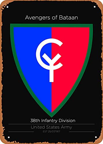 Blechschild "38th Infantry Division Us Military Units", Retro, Vintage, dekoratives Metall-Blechschild, 20,3 x 30,5 von NIUMOWANG