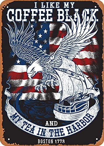Boston Tea Party America Retro Vintage dekoratives Metall-Blechschild 20,3 x 30,5 cm von NIUMOWANG