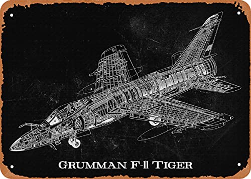 Grumman F11 Tiger Aircraft Cutaway Retro Vintage dekoratives Metall-Blechschild 20,3 x 30,5 cm von NIUMOWANG