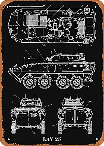 LAV 25 Tanks Blueprint Retro Vintage dekoratives Metall-Blechschild 20,3 x 30,5 cm von NIUMOWANG