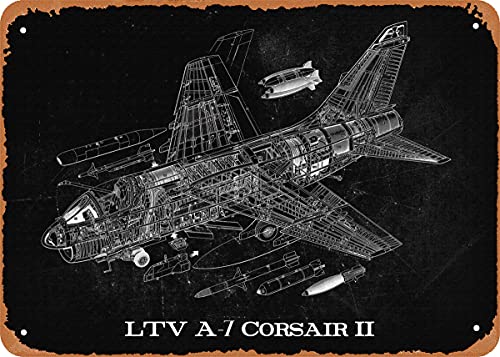 LTV A7 Corsair II Flugzeug-Cutaway Retro Vintage dekoratives Metall-Blechschild 20,3 x 30,5 cm von NIUMOWANG