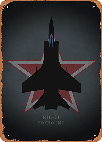 MIG-31 Foxhound Weapons Of War Retro Vintage dekoratives Metall-Blechschild 20,3 x 30,5 cm von NIUMOWANG