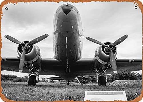 NIUMOWANG Douglas DC3 Planes Retro Vintage dekoratives Metall-Blechschild 20,3 x 30,5 cm von NIUMOWANG