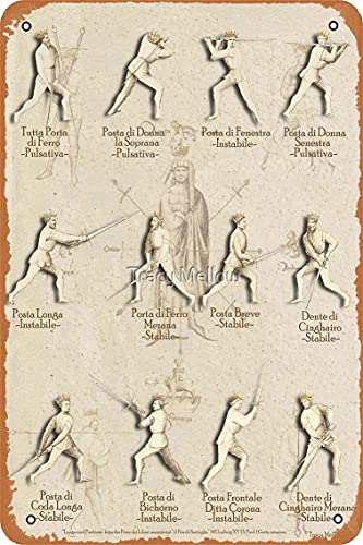 NIUMOWANG Longsword Positions – Fiore dei Liberi Getty Poster Metallschild 20,3 x 30,5 cm Männerhöhle Retro Vintage Wanddekoration Kunst von NIUMOWANG