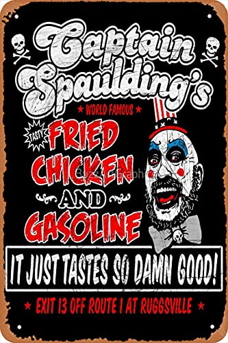 NIUMOWANG Metallschild – Captain Spaulding Fried Chicken & Benzin Blechposter 30,5 x 20,3 cm von NIUMOWANG