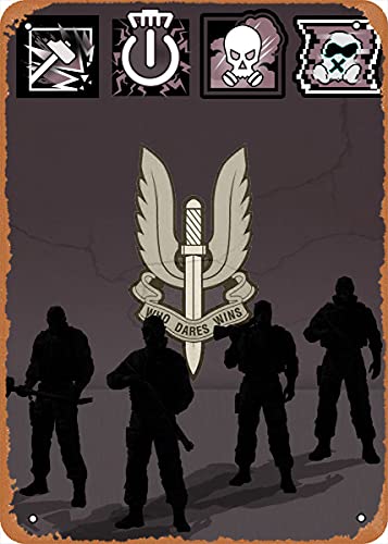 SAS Rainbow Six Siege Retro Vintage dekoratives Metall-Blechschild 20,3 x 30,5 cm von NIUMOWANG