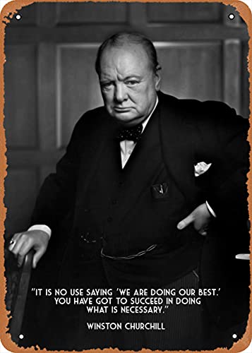 WINSTON CHURCHILL Our Best Quotes Retro Vintage dekoratives Metall-Blechschild 20,3 x 30,5 cm von NIUMOWANG