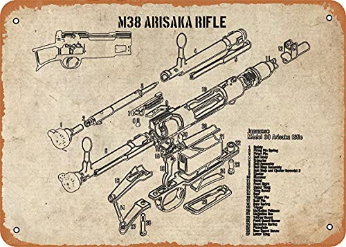 m38 Ariaka Gewehr Gun Brown Retro Vintage dekoratives Metall-Blechschild 20,3 x 30,5 cm von NIUMOWANG