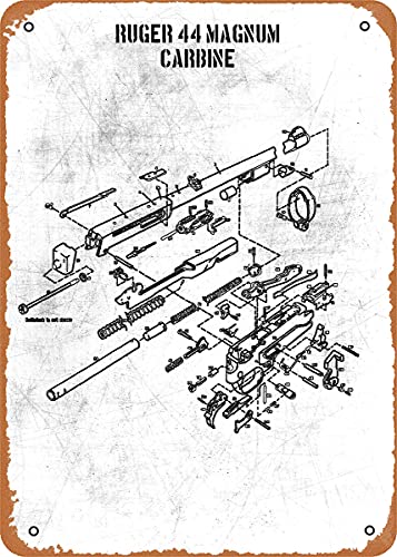 ruger 44 magnum Metall-Blechschild, Retro, Vintage, dekorativ, 20,3 x 30,5 cm, Weiß von NIUMOWANG