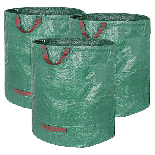 NIUQIGE Gartenabfallsack 3x 272L Set - Gartensäcke mit Trageschlaufen, Selbststehend, 4 Griffe, Stabil, Robust & Faltbar - Ideal für Rasenschnitt, Gartenabfälle, Grünschnitt und Laubabfall von NIUQIGE