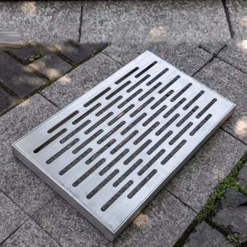 Ablaufrost, 304 Edelstahl Quadrat Outdoor Drain Abdeckung Rost Schutt Blocker Silber Mehrere Größen(600x300x30mm) von NIUSABOU